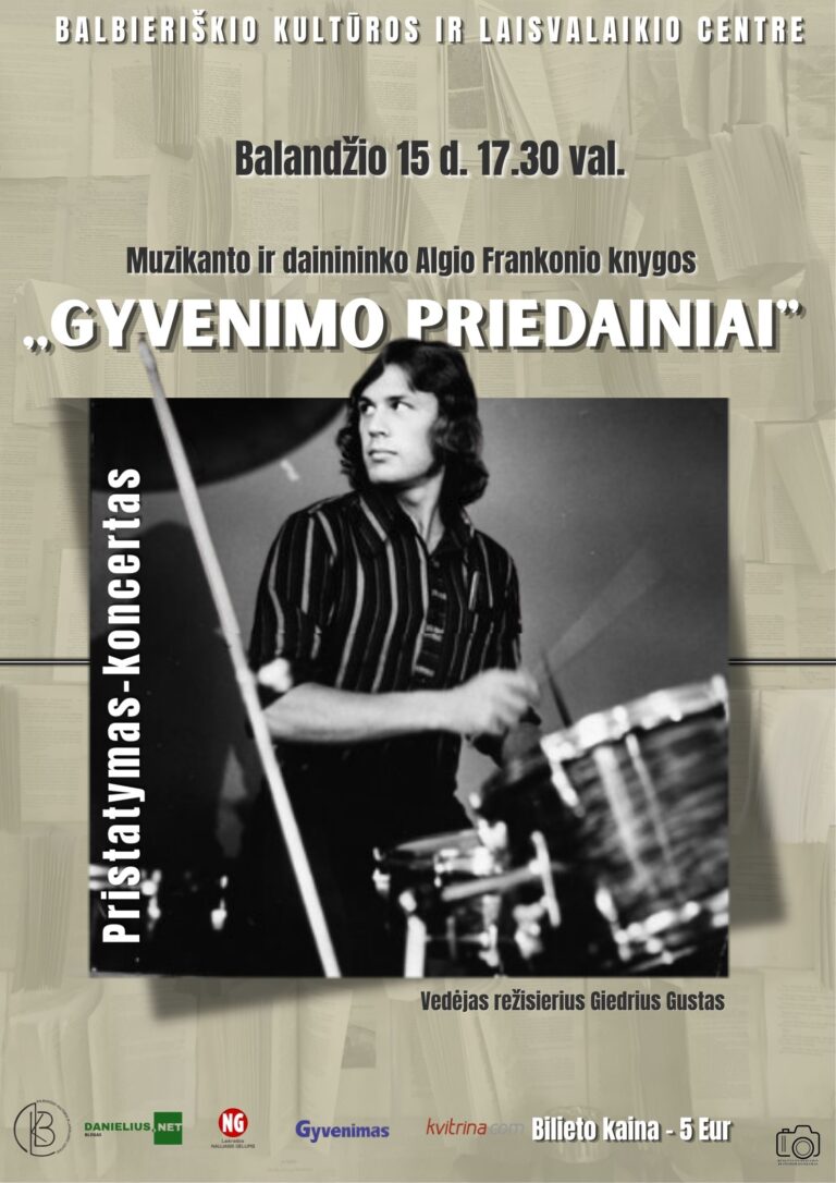 ALGIO FRANKONIO knygos pristatymas–koncertas „Gyvenimo priedainiai“
